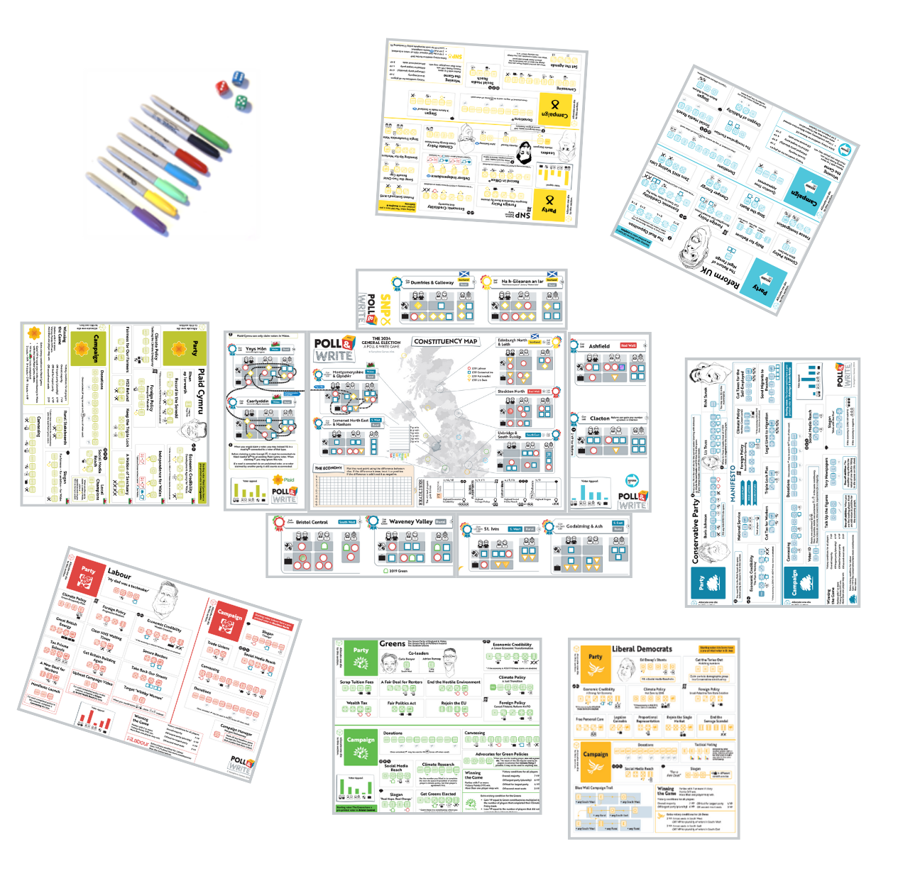 Layout of a 7-player game of Poll & Write